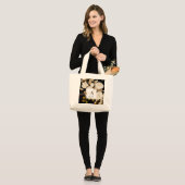 Elegant Roos Monogram Zwart Grote Tote Bag (Voorkant (model))