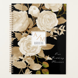 Elegant Roos Monogram Zwart Planner