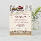 Elegant Roos Music Bridal Shower Uitnodiging (Staand voorkant)