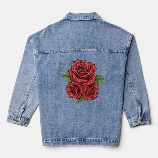 Elegant Roos ontwerp Denim Jacket (Achterkant)