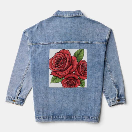 Elegant Roos ontwerp Denim Jacket (Achterkant)