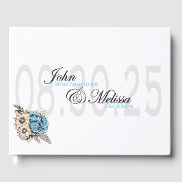 Elegant roos ontwerp met scriptnamen gastenboek