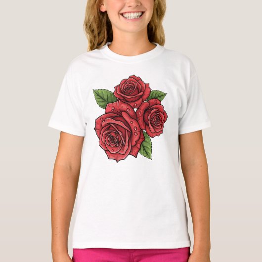 Elegant Roos ontwerp T-shirt (Voorkant)