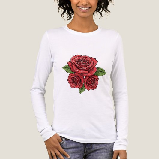 Elegant Roos ontwerp Tri-Blend Shirt (Voorkant volledig)
