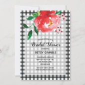 Elegant Roos op Gingham Vrijgezellenfeest Kaart (Voorkant)