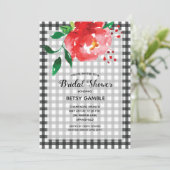 Elegant Roos op Gingham Vrijgezellenfeest Kaart (Staand voorkant)