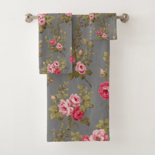 Elegant Roos op grijze achtergrond Bad Handdoek