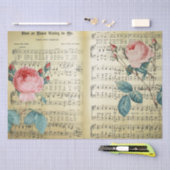 Elegant  Roos op muziekblad Tissuepapier (Craft)
