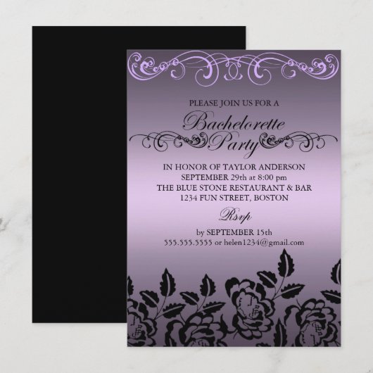 Elegant Roos Paars Bachelorette Kaart (Voorkant / Achterkant)