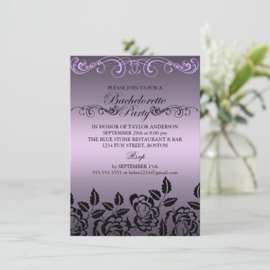 Elegant Roos Paars Bachelorette Kaart (Staand voorkant)