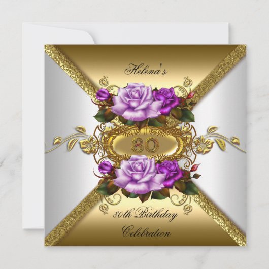 Elegant Roos Paars Gold 2 Kaart (Voorkant)