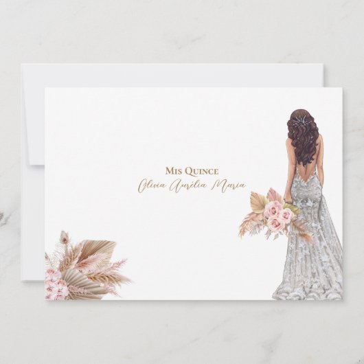 Elegant Roos Pampas Grass Quinceañera Save The Date (Achterkant)