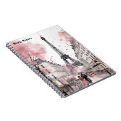 Elegant Roos Parijs Frankrijk Romantische Eiffelto Notitieboek (Rechterzijde)