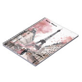 Elegant Roos Parijs Frankrijk Romantische Eiffelto Notitieboek (Linkerzijde)