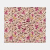 Elegant Roos Patchwork Bloemmotief Fleece Deken (Voorkant (Horizontaal))