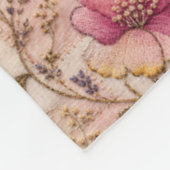 Elegant Roos Patchwork Bloemmotief Fleece Deken (Hoek)