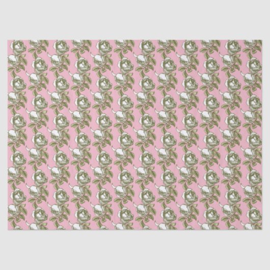 Elegant  Roos Patroon op roze weefselpapier Tissuepapier (Voorkant)