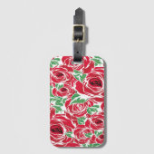 Elegant  Roos Patroon - Rood & Groen Bloemen Bagagelabel (Voorkant (verticaal))