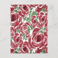 Elegant Roos Patroon - Rood & Groen Bloemen