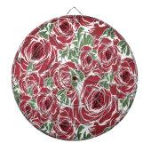 Elegant  Roos Patroon - Rood & Groen Bloemen Dartbord (Voorkant)
