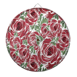 Elegant  Roos Patroon - Rood & Groen Bloemen Dartbord