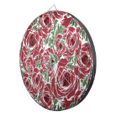 Elegant  Roos Patroon - Rood & Groen Bloemen Dartbord (Voorkant Rechts)