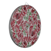 Elegant  Roos Patroon - Rood & Groen Bloemen Dartbord (Voorkant Links)