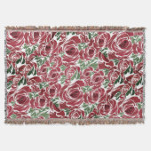 Elegant Roos Patroon - Rood & Groen Bloemen Deken (Voorkant)