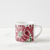 Elegant  Roos Patroon - Rood & Groen Bloemen Espresso Kop (Rechts)