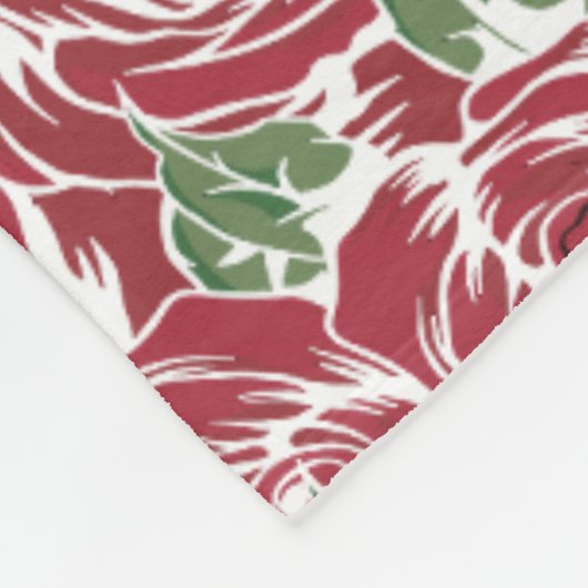 Elegant  Roos Patroon - Rood & Groen Bloemen Fleece Deken (Hoek)