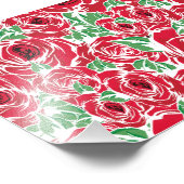 Elegant  Roos Patroon - Rood & Groen Bloemen Foto Afdruk (Hoek)