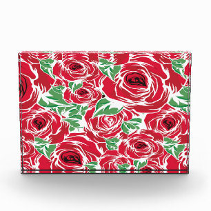 Elegant Roos Patroon - Rood & Groen Bloemen Fotoblokken