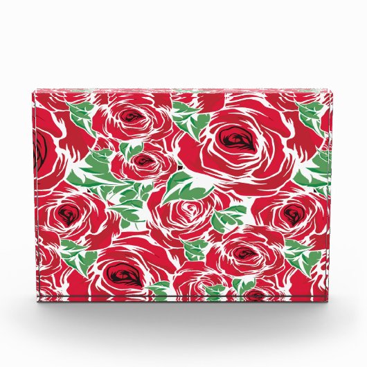 Elegant  Roos Patroon - Rood & Groen Bloemen Fotoblokken (Voorkant)
