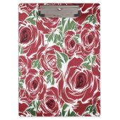 Elegant  Roos Patroon - Rood & Groen Bloemen Klembord (Voorkant)