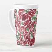 Elegant  Roos Patroon - Rood & Groen Bloemen Latte Mok (Linkerhoek)