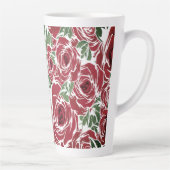 Elegant  Roos Patroon - Rood & Groen Bloemen Latte Mok (Rechts)