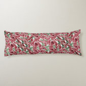 Elegant  Roos Patroon - Rood & Groen Bloemen Lichaamskussen (Achterkant)