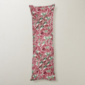 Elegant  Roos Patroon - Rood & Groen Bloemen Lichaamskussen (Achterkant (Verticaal))