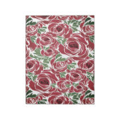 Elegant  Roos Patroon - Rood & Groen Bloemen Notitieblok (Linkerzijde)