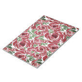 Elegant  Roos Patroon - Rood & Groen Bloemen Notitieblok (Schuin)