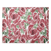 Elegant  Roos Patroon - Rood & Groen Bloemen Notitieblok (Voorkant)