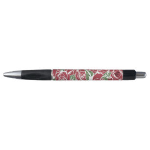 Elegant  Roos Patroon - Rood & Groen Bloemen Pen