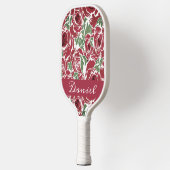 Elegant  Roos Patroon - Rood & Groen Bloemen Pickleball Paddle (Links)