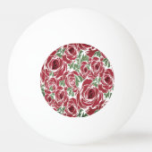 Elegant Roos Patroon - Rood & Groen Bloemen Pingpongbal (Achterkant)