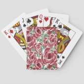 Elegant  Roos Patroon - Rood & Groen Bloemen Pokerkaarten (Achterkant)