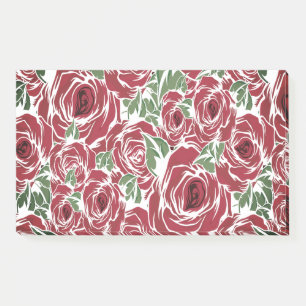 Elegant Roos Patroon - Rood & Groen Bloemen Post-it® Notes