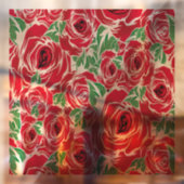 Elegant  Roos Patroon - Rood & Groen Bloemen Raamsticker (Vel 2)