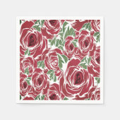 Elegant  Roos Patroon - Rood & Groen Bloemen Servet (Voorkant)