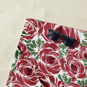 Elegant  Roos Patroon - Rood & Groen Bloemen Strandlaken (In situ)