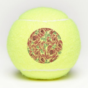 Elegant Roos Patroon - Rood & Groen Bloemen Tennisballen